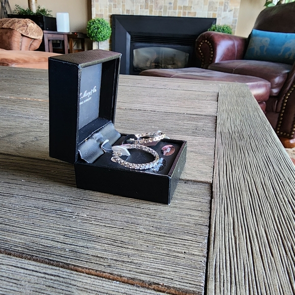 SOLD. DIAMOND HOOP EARRINGS - Picture 4 of 8